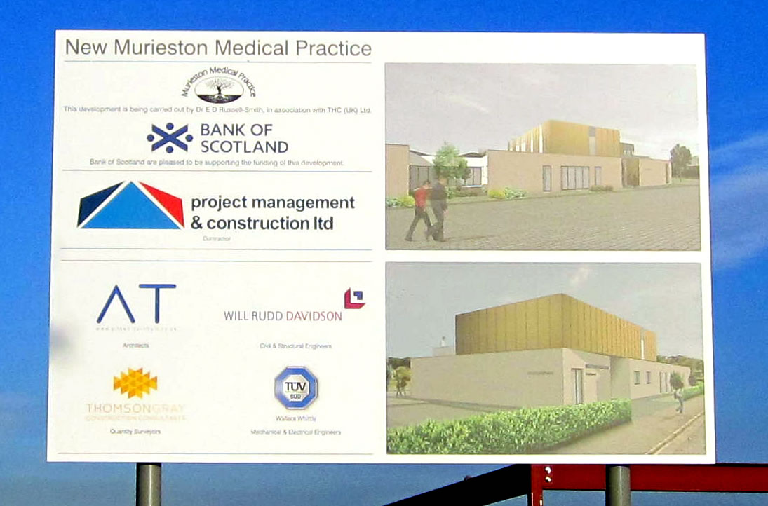 Construction of Murieston Medical Practice sign